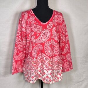 Vintage Y2K Talbots Pink Paisley Knit Top